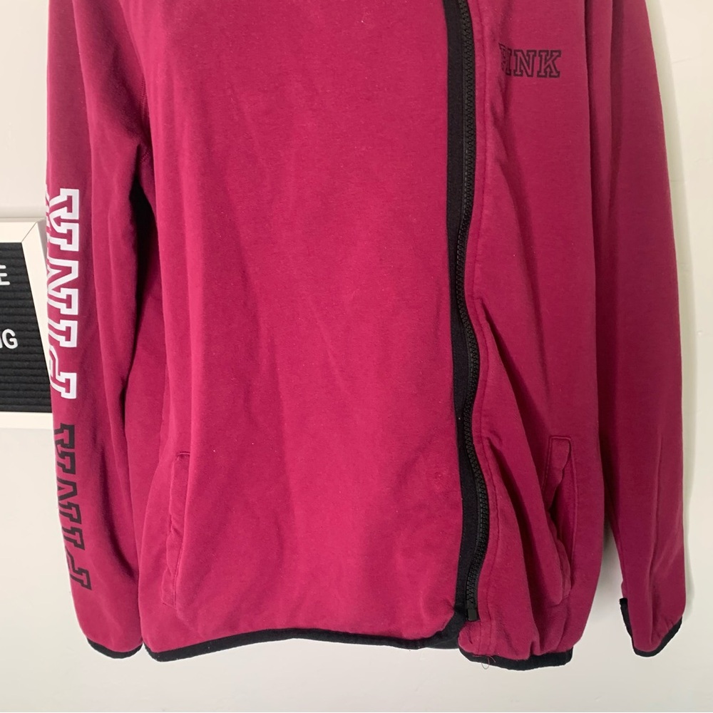 PINK Victoria’s Secret Burgundy Full Zip Asymmetrical Hoodie Size Medium - Picture 7 of 15